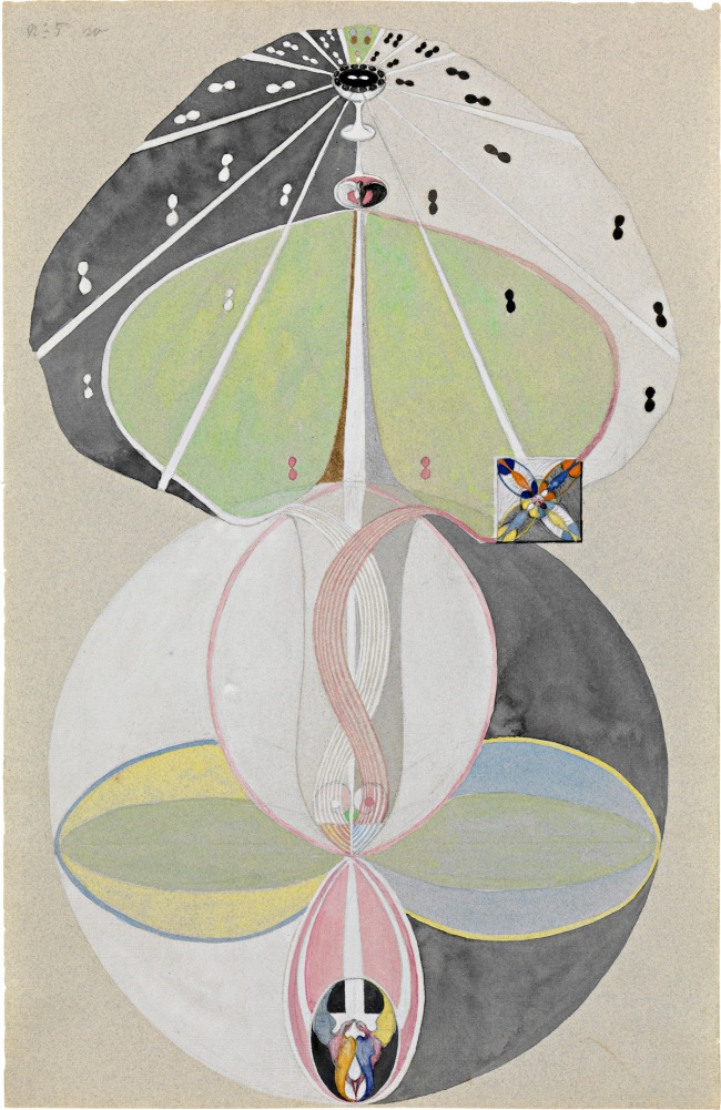 Hilma af Klint (Swedish, 1862-1944) 'Tree of Knowledge, No. 5' (Kunskapens träd, nr 5) 1915