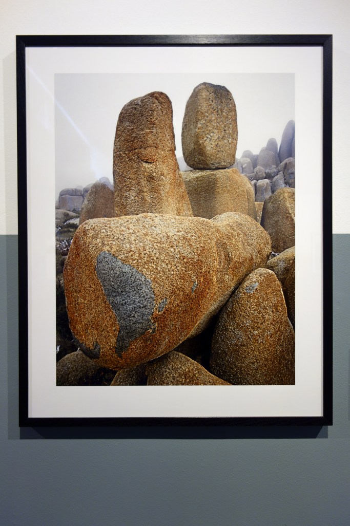 Installation view of the exhibition 'Dombrovskis: journeys into the wild' at Monash Gallery of Art, Wheelers Hill showing 'Dolerite tors on Mount Wellington plateau, Hobart, Tasmania' (1990)