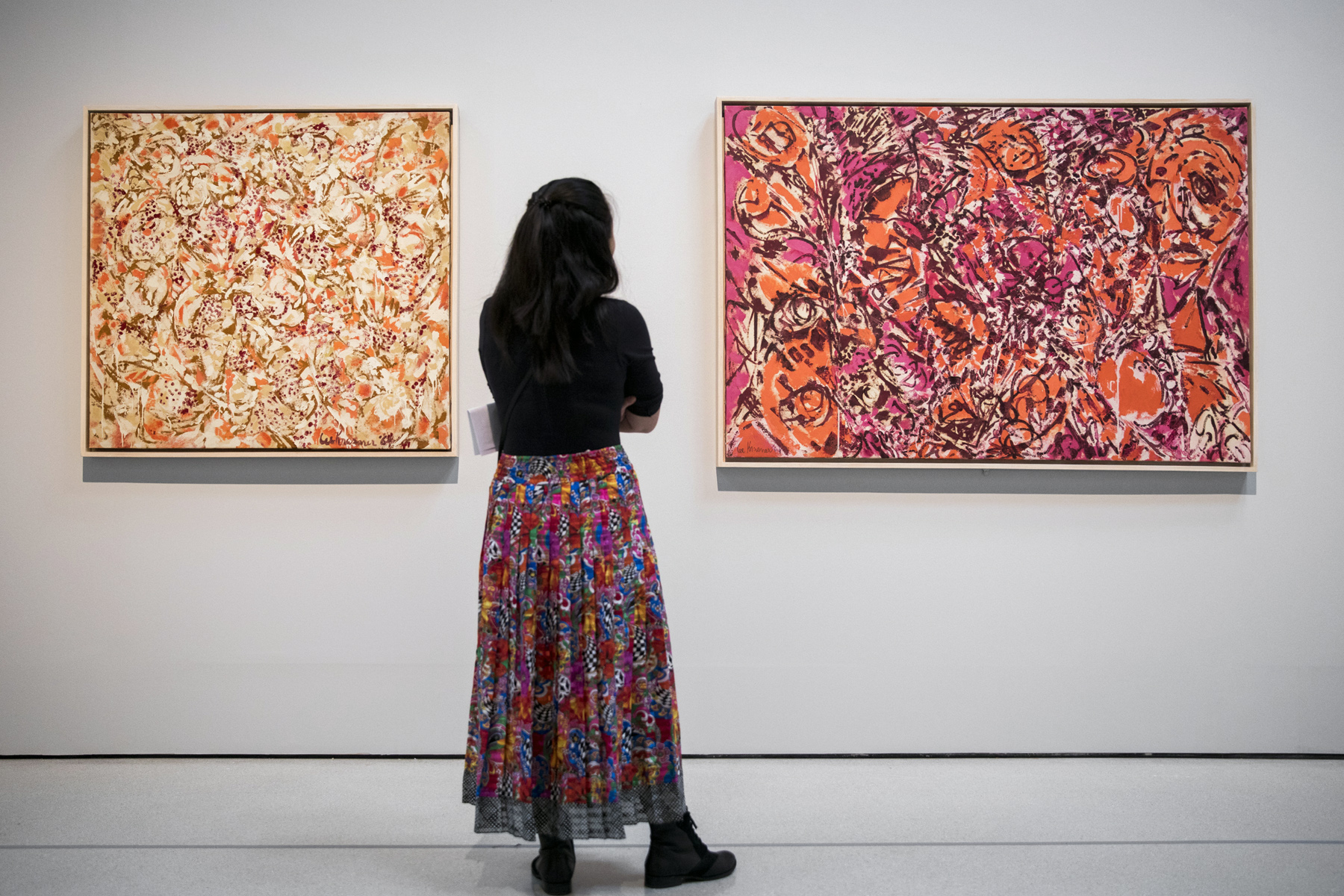 Installation view of the exhibition 'Lee Krasner: Living Colour' showing the works 'Chrysalis' 1964 and 'Icarus' 1964 Installation view of the exhibition 'Lee Krasner: Living Colour' showing the works 'Chrysalis' 1964 and 'Icarus' 1964