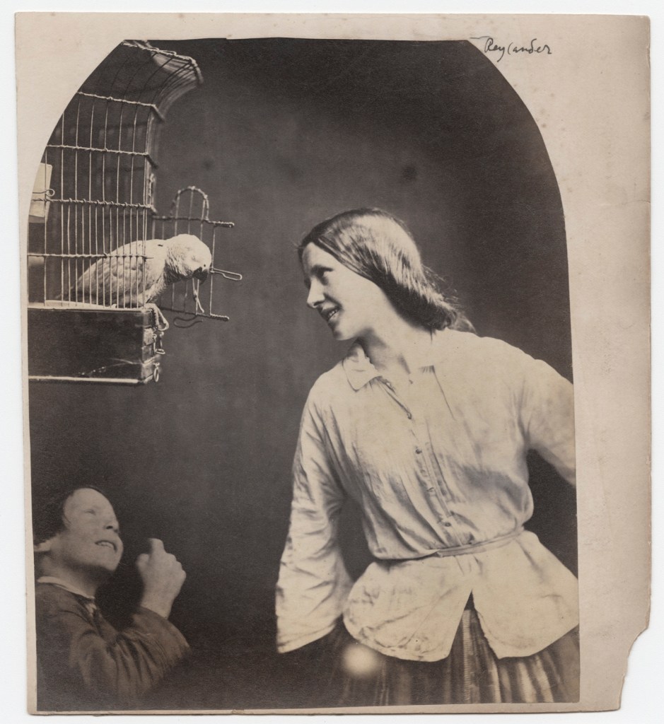 Oscar G. Rejlander (British born Sweden, 1813-1875) 'Enchanted by a Parrot (Mary Rejlander?)' c. 1860