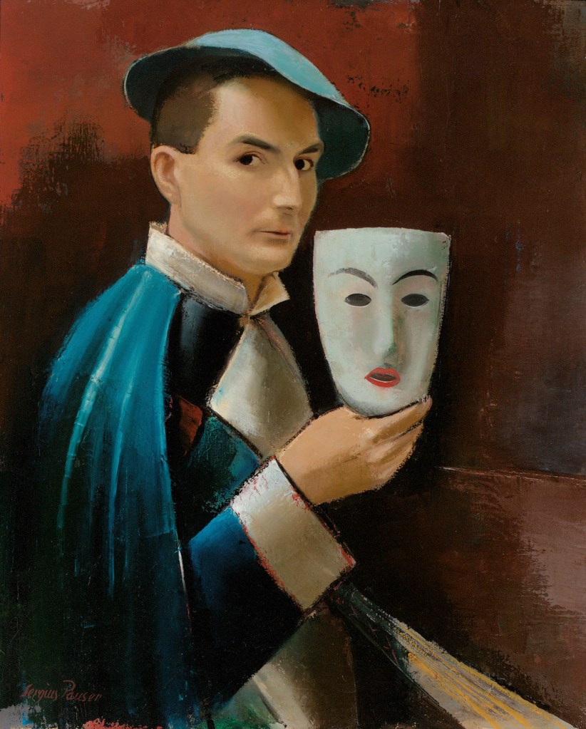 Sergius Pauser (Austrian, 1896-1970) 'Self-Portrait with Mask' 1926 Sergius Pauser (Austrian, 1896-1970) 'Self-Portrait with Mask' 1926
