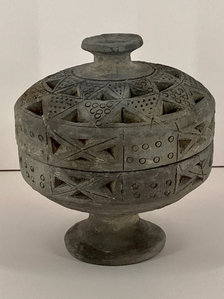 Censer 灰陶熏炉 Qin dynasty, 221 - 207 BCE from the exhibition 'Terracotta Warriors: Guardians of Immortality' at the National Gallery of Victoria, Melbourne, May-  October, 2019
