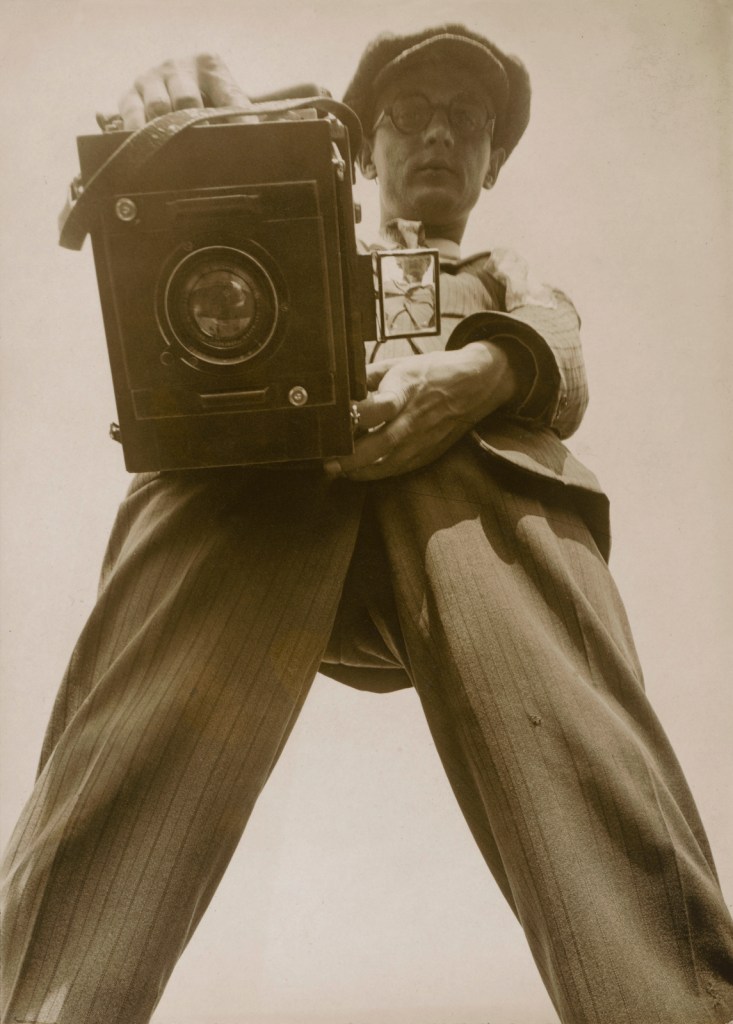 Willi Ruge (German, 1892-1961) 'Self-portrait from earthworm perspective' c. 1927 from the exhibition 'Bauhaus and Photography: On Neues Sehen in Contemporary Art' at the Museum für Fotografie, Berlin, April - August, 2019