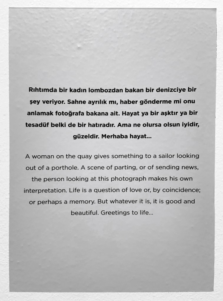 Wall text from the exhibition 'Ara Güler: Two Archives, One Selection: Tracing Ara Güler's Footsteps in Istanbul' at the Istanbul Museum of Modern Art