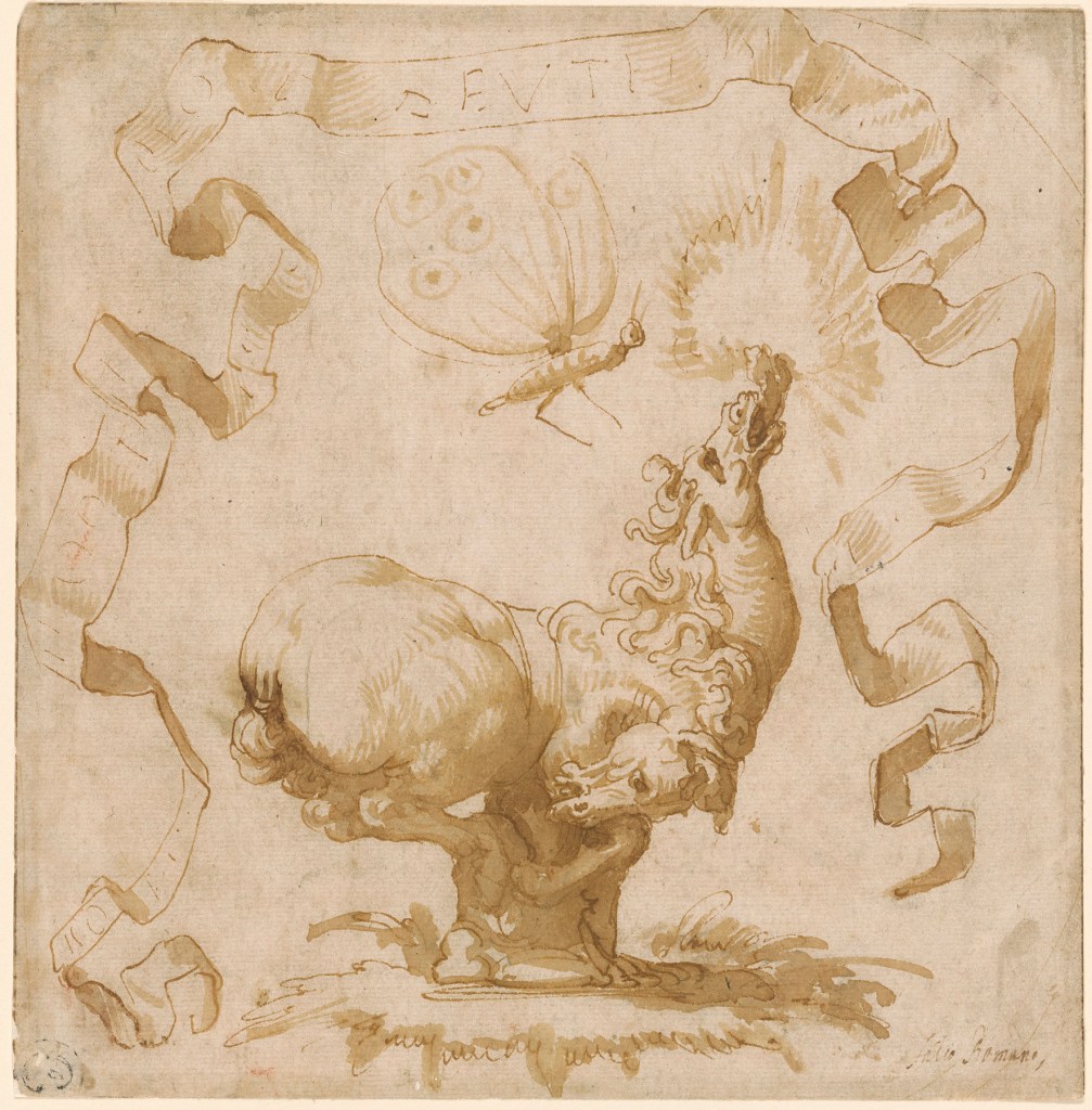 Francesco Salviati (1510-1563) 'Emblematic Design with Two-Headed Horse and Moth' c. 1550-1563