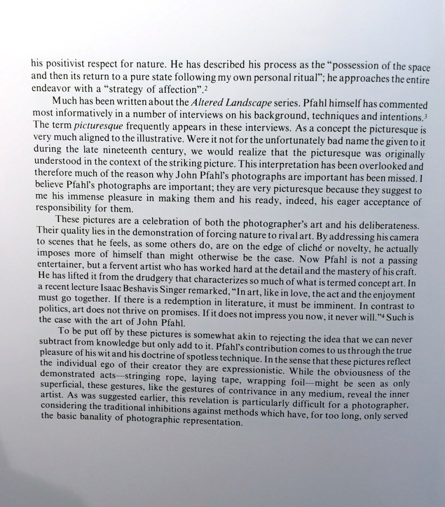 Peter C. Bunnell. "Introduction," from James Alinder (ed.,). 'Altered Landscapes: The Photographs of John Pfahl (Untitled Series, No. 26)'