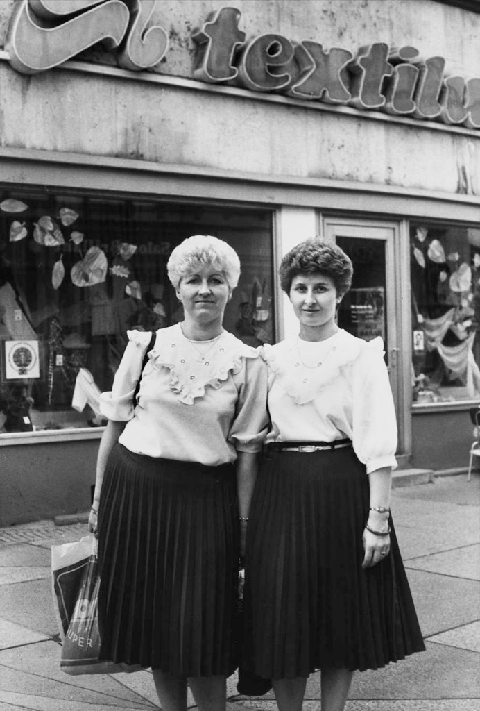 Helga Paris (German born Poland, b. 1938) 'Zwei Frauen' (Häuser und Gesichter Halle 1983-1985)