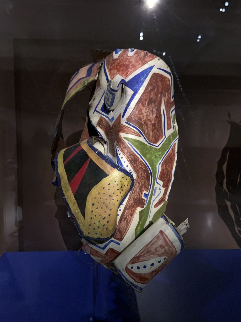 Installation view of the exhibition 'Into the Night: Cabarets and Clubs in Modern Art' at the Barbican Art Gallery showing Germán Cueto's 'Máscara estridentista' (Stridentist Masks), c. 1924 Installation view of the exhibition 'Into the Night: Cabarets and Clubs in Modern Art' at the Barbican Art Gallery showing Germán Cueto's 'Máscara estridentista' (Stridentist Masks), c. 1924