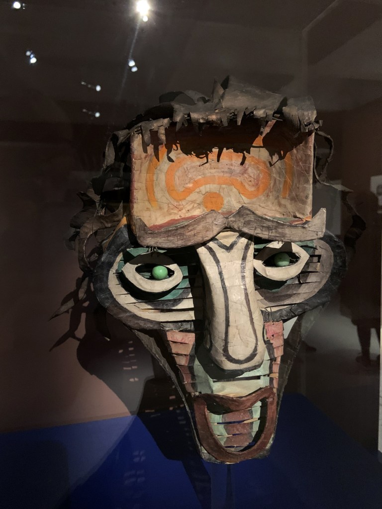 Installation view of the exhibition 'Into the Night: Cabarets and Clubs in Modern Art' at the Barbican Art Gallery showing Germán Cueto's 'Máscara estridentista' (Stridentist Masks), c. 1924 Installation view of the exhibition 'Into the Night: Cabarets and Clubs in Modern Art' at the Barbican Art Gallery showing Germán Cueto's 'Máscara estridentista' (Stridentist Masks), c. 1924