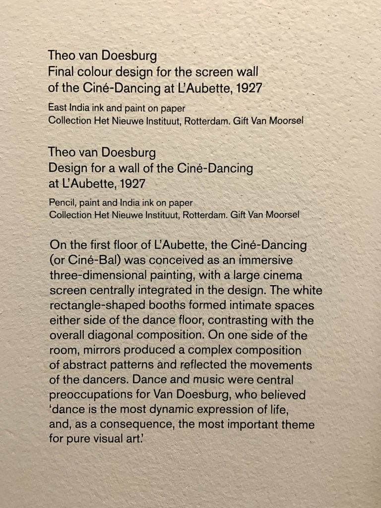 Theo van Doesburg Ciné-Dancing wall text from the exhibition 'Into the Night: Cabarets and Clubs in Modern Art' at the Barbican Art Gallery, Oct 2019 - Jan 2020 Theo van Doesburg Ciné-Dancing wall text from the exhibition 'Into the Night: Cabarets and Clubs in Modern Art' at the Barbican Art Gallery, Oct 2019 - Jan 2020