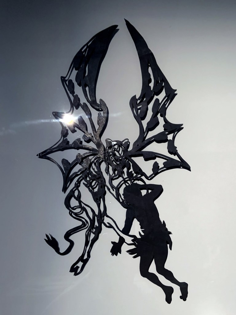 Installation view of the exhibition 'Into the Night: Cabarets and Clubs in Modern Art' at the Barbican Art Gallery, London showing Henri Rivière and Henry Somm's shadow theatre Installation view of the exhibition 'Into the Night: Cabarets and Clubs in Modern Art' at the Barbican Art Gallery, London showing Henri Rivière and Henry Somm's shadow theatre