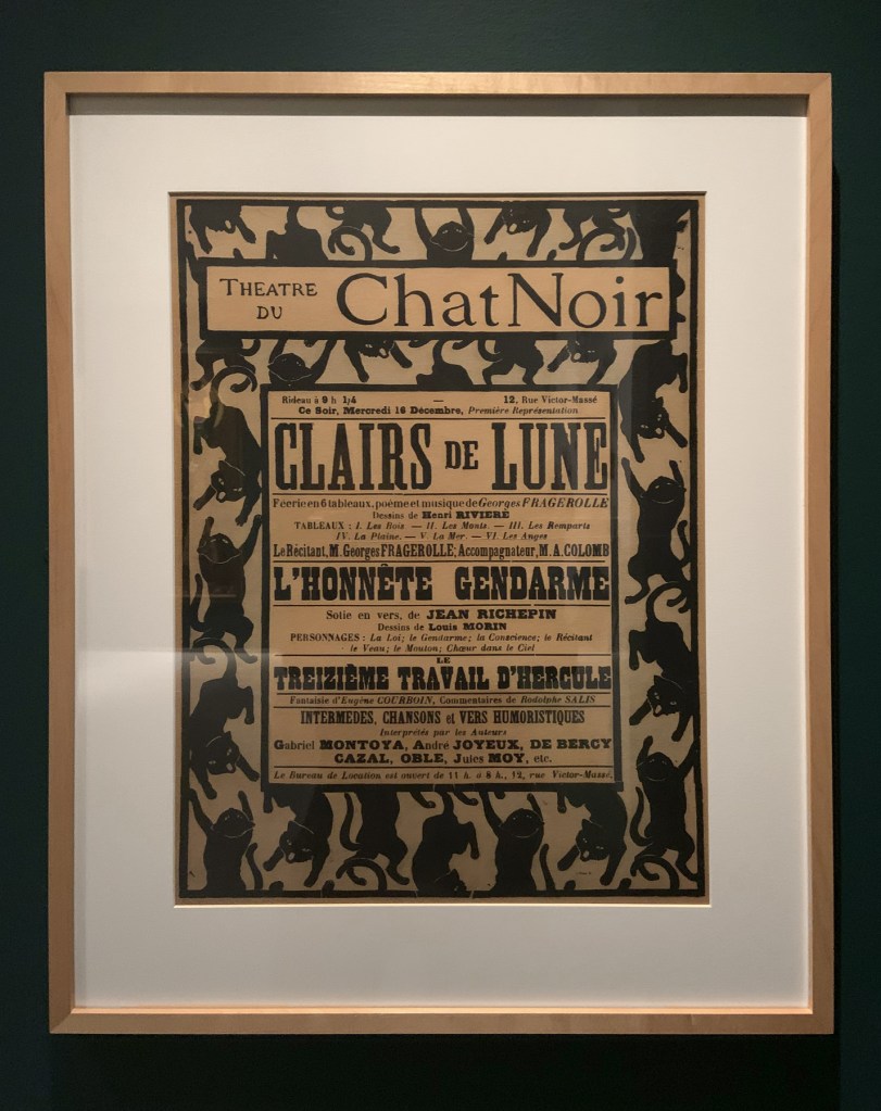 Henri Rivière (French, 1864-1951) 'Poster for the performances Clairs de lune by Georges Fragerolle, L'honnête gendarme by Jean Richepin and Le treizième travail d'Hercule by Eugène Courboin (Le Chat Noir, 16 December 1896)' (installation view) Henri Rivière (French, 1864-1951) 'Poster for the performances Clairs de lune by Georges Fragerolle, L'honnête gendarme by Jean Richepin and Le treizième travail d'Hercule by Eugène Courboin (Le Chat Noir, 16 December 1896)' (installation view)