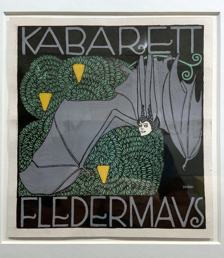 Josef von Divéky (Hungarian, 1887-1951) 'Poster design for the Cabaret Fledermaus (unrealised)' 1907 (installation view) Josef von Divéky (Hungarian, 1887-1951) 'Poster design for the Cabaret Fledermaus (unrealised)' 1907 (installation view)