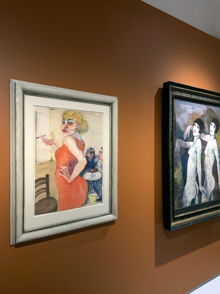 Installation view of the exhibition 'Into the Night: Cabarets and Clubs in Modern Art' at the Barbican Art Gallery, London showing at left, Elfriede Lohse-Wächtler's 'Lissy' (1931) and at right, Karl Hofer's 'Tiller Girls' (before 1927) Installation view of the exhibition 'Into the Night: Cabarets and Clubs in Modern Art' at the Barbican Art Gallery, London showing at left, Elfriede Lohse-Wächtler's 'Lissy' (1931) and at right, Karl Hofer's 'Tiller Girls' (before 1927)