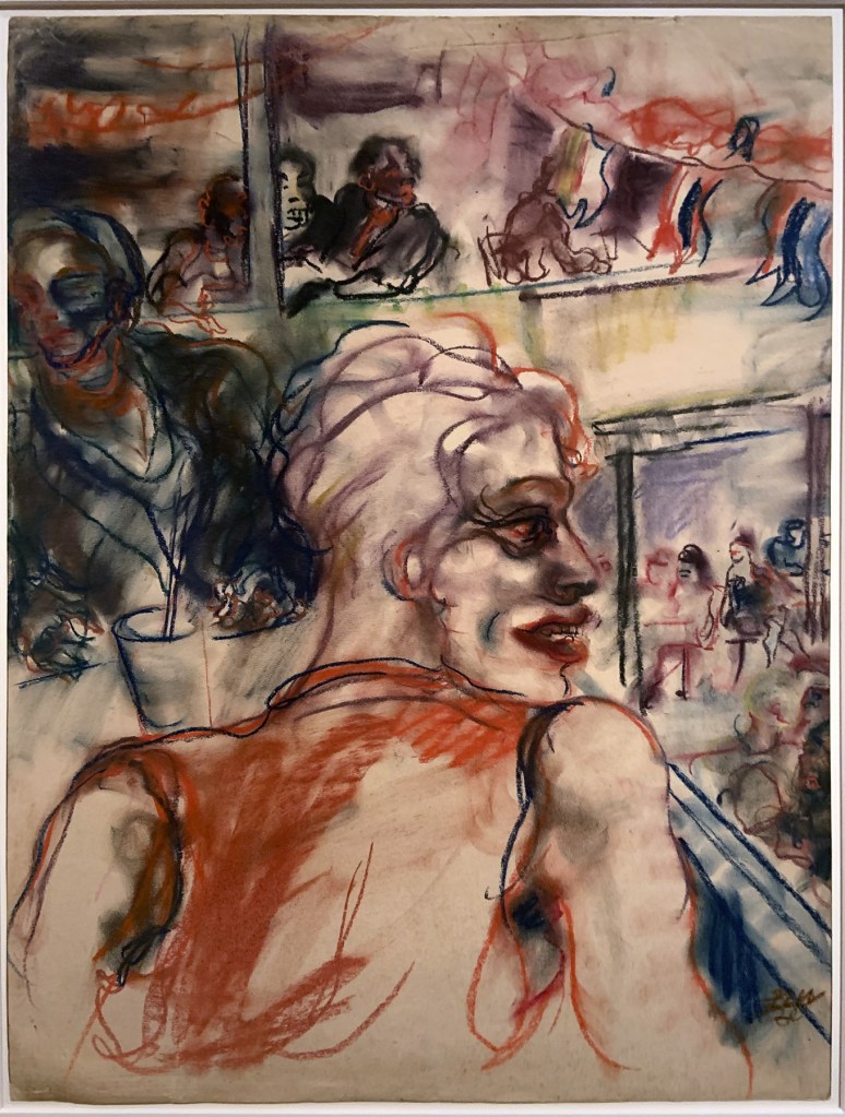 Elfriede Lohse-Wächtler (German, 1899-1940) 'Ausblick im Nachtlokal' (View of a Nightclub) 1930 (installation view) Elfriede Lohse-Wächtler (German, 1899-1940) 'Ausblick im Nachtlokal' (View of a Nightclub) 1930 (installation view)