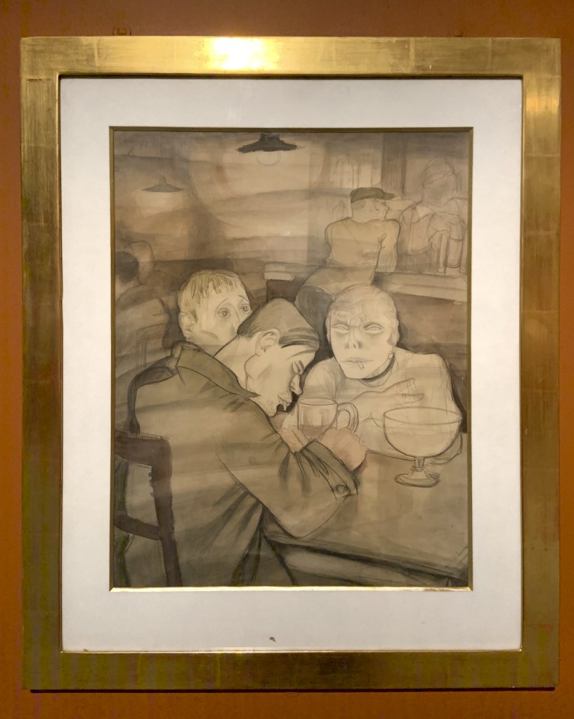 Jeanne Mammen (German, 1890-1976) 'Bierseidelbetrachtung I' (The Contemplative Drinkers I) c. 1929 (installation view) Jeanne Mammen (German, 1890-1976) 'Bierseidelbetrachtung I' (The Contemplative Drinkers I) c. 1929 (installation view)