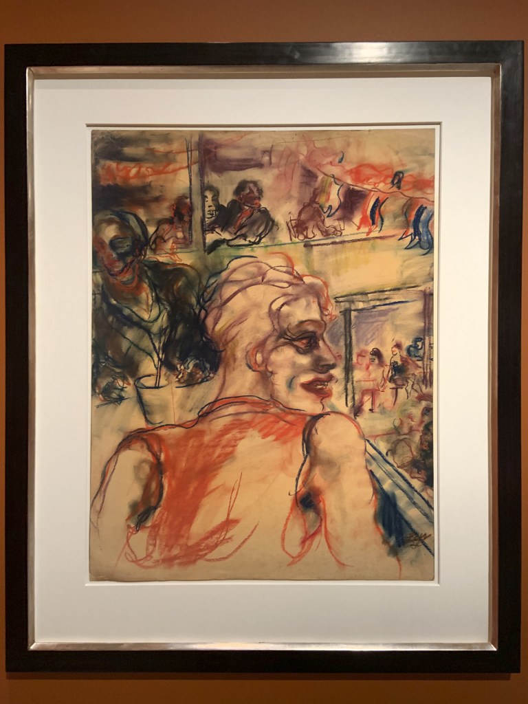 Elfriede Lohse-Wächtler (German, 1899-1940) 'Ausblick im Nachtlokal' (View of a Nightclub) 1930 (installation view) Elfriede Lohse-Wächtler (German, 1899-1940) 'Ausblick im Nachtlokal' (View of a Nightclub) 1930 (installation view)