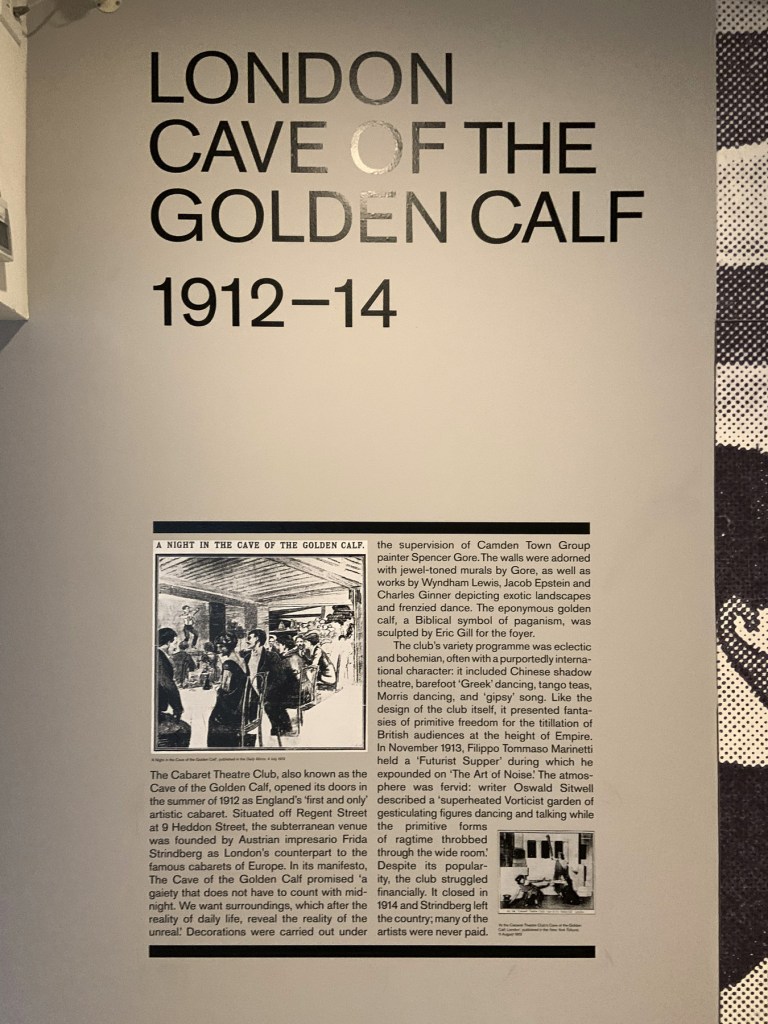 London Cave of the Golden Calf wall text from the exhibition 'Into the Night: Cabarets and Clubs in Modern Art' at the Barbican Art Gallery, Oct 2019 - Jan 2020 London Cave of the Golden Calf wall text from the exhibition 'Into the Night: Cabarets and Clubs in Modern Art' at the Barbican Art Gallery, Oct 2019 - Jan 2020