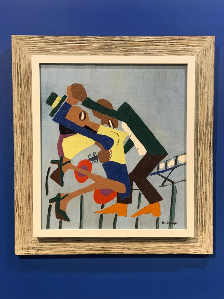 William H. Johnson (American, 1901-1970) 'Jitterbugs (III)' c. 1941 (installation view) William H. Johnson (American, 1901-1970) 'Jitterbugs (III)' c. 1941 (installation view)