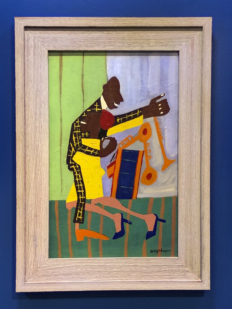 William H. Johnson (American, 1901-1970) 'Jitterbugs (II)' c. 1941 (installation view) William H. Johnson (American, 1901-1970) 'Jitterbugs (II)' c. 1941 (installation view)