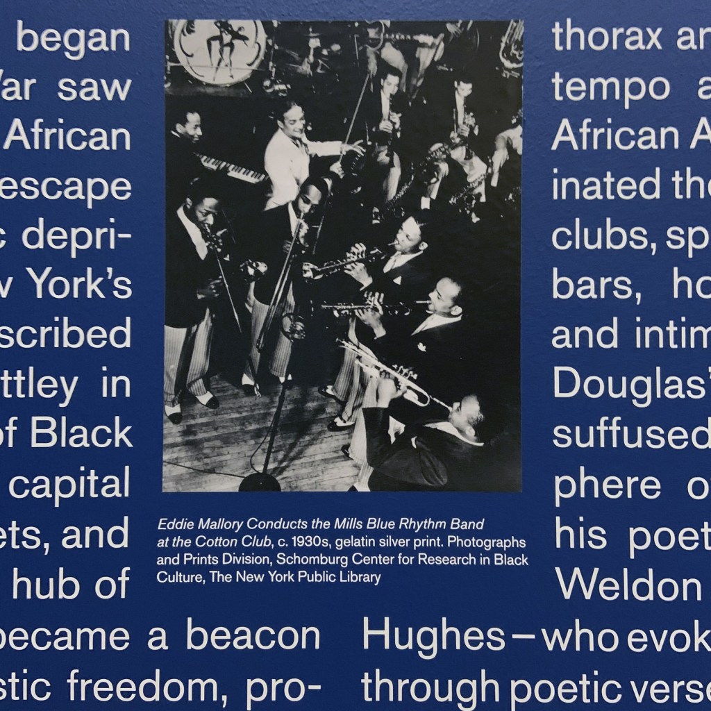 Harlem Jazz Clubs and Cabarets 1920s-40s wall text from the exhibition 'Into the Night: Cabarets and Clubs in Modern Art' at the Barbican Art Gallery, Oct 2019 - Jan 2020 Harlem Jazz Clubs and Cabarets 1920s-40s wall text from the exhibition 'Into the Night: Cabarets and Clubs in Modern Art' at the Barbican Art Gallery, Oct 2019 - Jan 2020