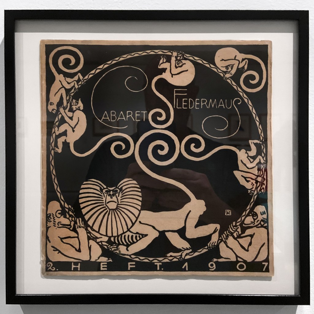 Carl Otto Czeschka (Austrian, 1878-1960) (design) 'Second programme for the Cabaret Fledermaus' 1907 (installation view) Carl Otto Czeschka (Austrian, 1878-1960) (design) 'Second programme for the Cabaret Fledermaus' 1907 (installation view)