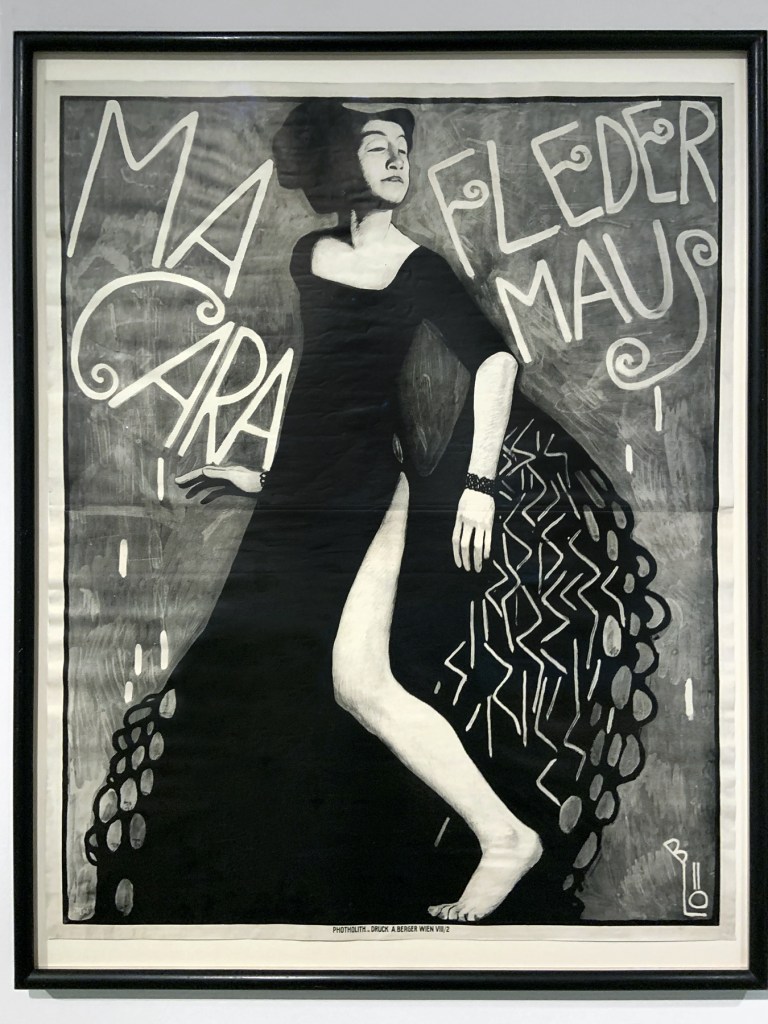 Bertold Löffler (Austrian, 1874-1960) 'Poster for a performance by Miss Macara at the Cabaret Fledermaus' 1909 (installation view) Bertold Löffler (Austrian, 1874-1960) 'Poster for a performance by Miss Macara at the Cabaret Fledermaus' 1909 (installation view)
