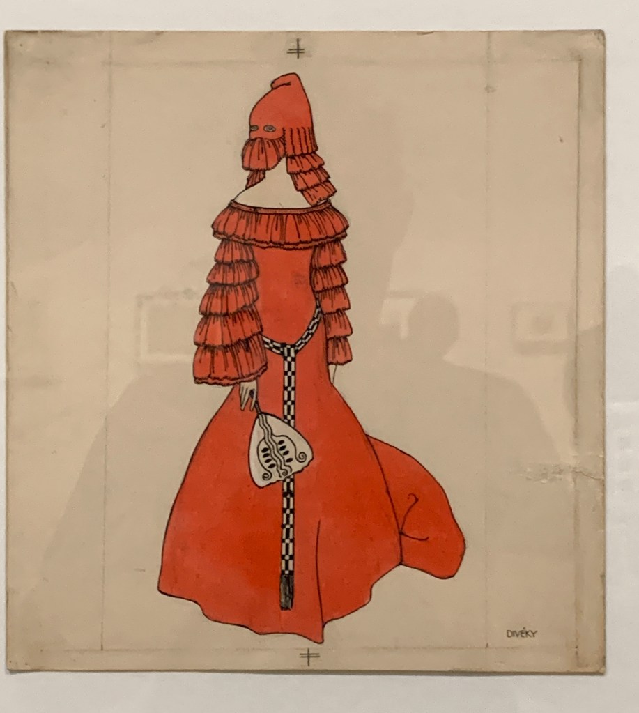 Josef von Divéky (Hungarian, 1887-1951) 'Design for 'Orange Domino'for the Cabaret Fledermaus' 1908 (installation view) Josef von Divéky (Hungarian, 1887-1951) 'Design for 'Orange Domino'for the Cabaret Fledermaus' 1908 (installation view)