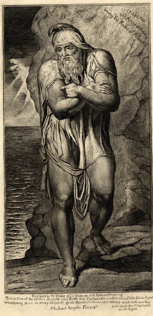 William Blake (British, 1757-1827) 'Joseph of Arimathea among the Rocks of Albion' c. 1810 (installation view)