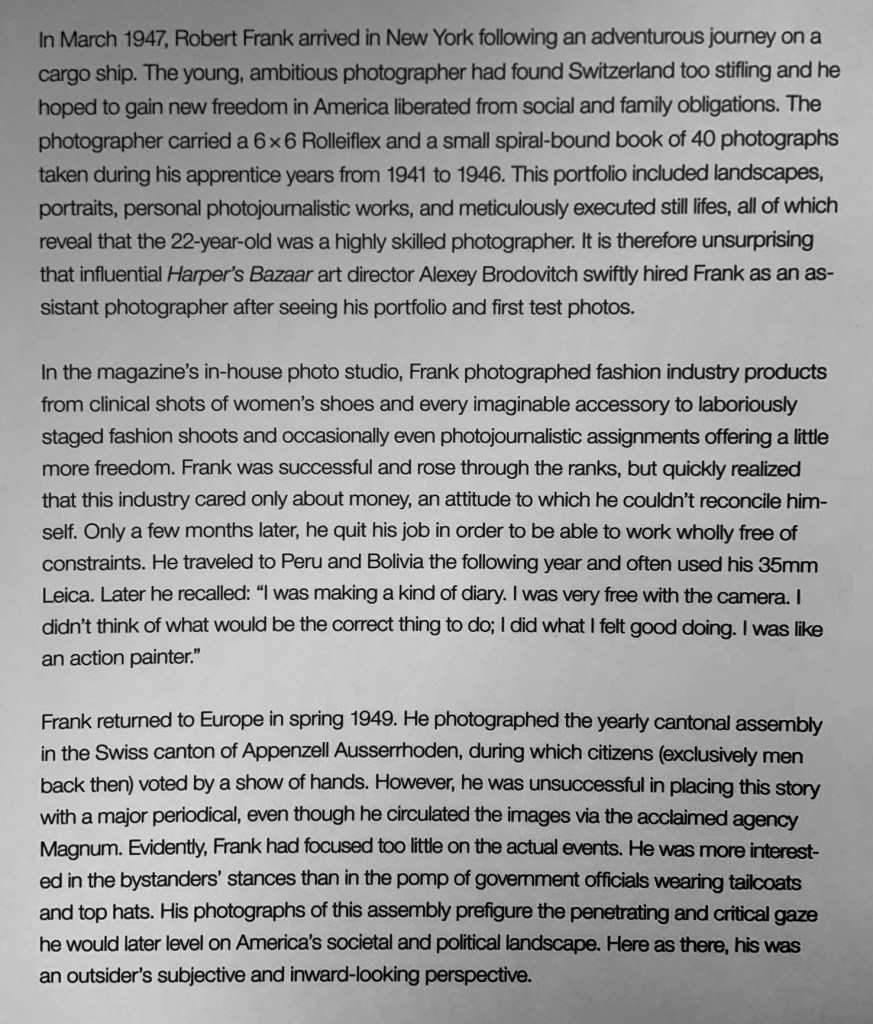 'Robert Frank. Unseen' wall text