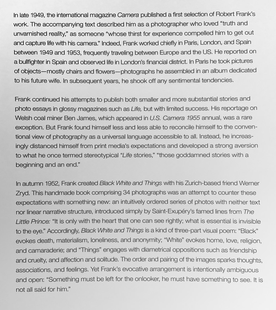 'Robert Frank. Unseen' wall text