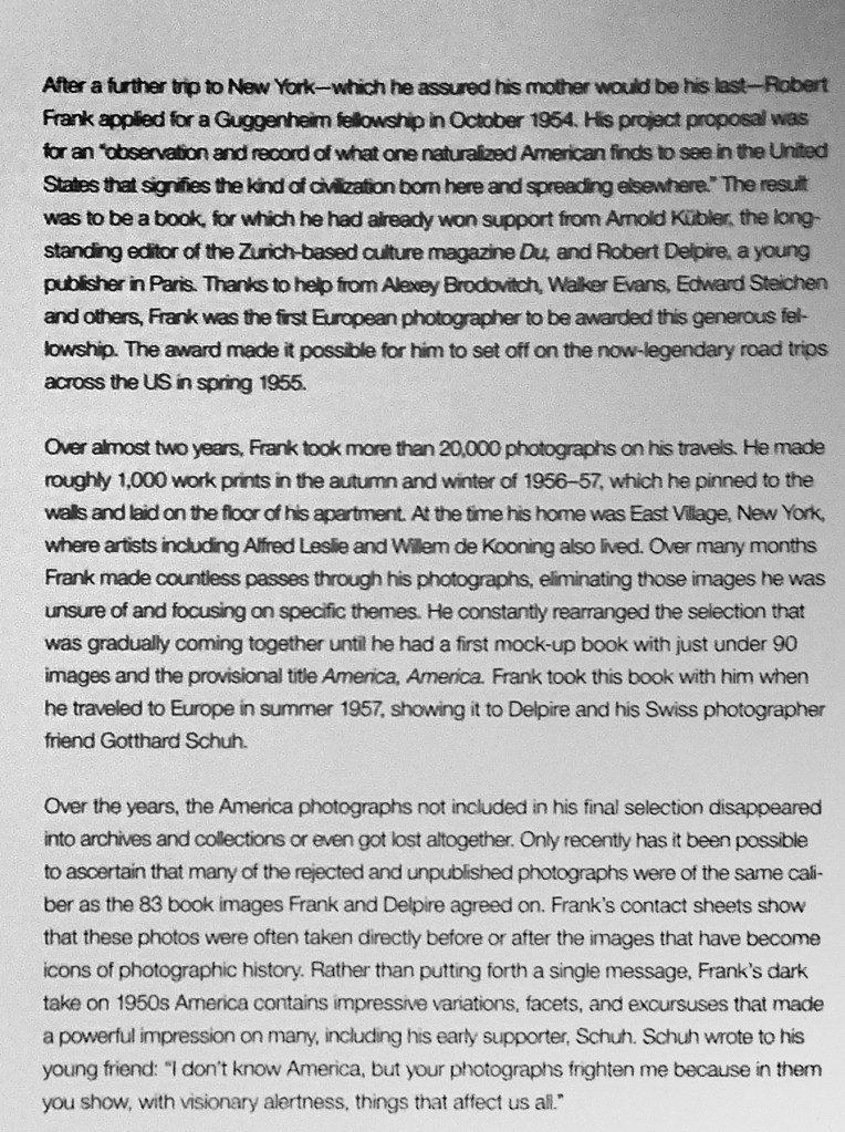 'Robert Frank. Unseen' wall text