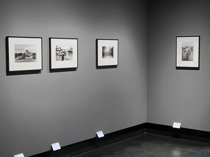 Installation view of the exhibition 'Robert Frank. Unseen' at C/O Berlin showing at left, 'Nevada' (1956); at second left, 'Los Angeles' (1956); and at right, 'On the road to Carolina' (1955)
