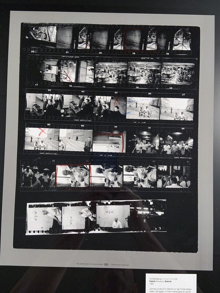 Robert Frank (Swiss-American, 1924-2019) 'Contact Sheet 62 / Factory, Detroit' 1955 (installation view)