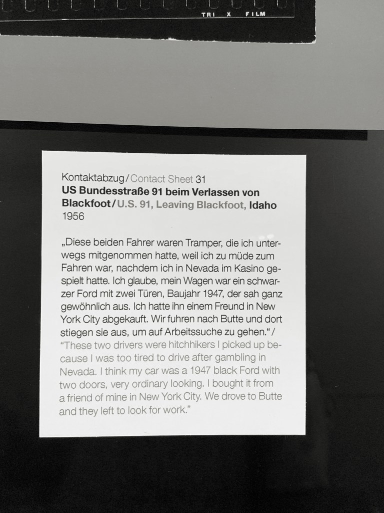 Robert Frank (Swiss-American, 1924-2019) 'Contact Sheet 31 / U.S. 91, Leaving Blackfoot, Idaho' 1956 (installation view)
