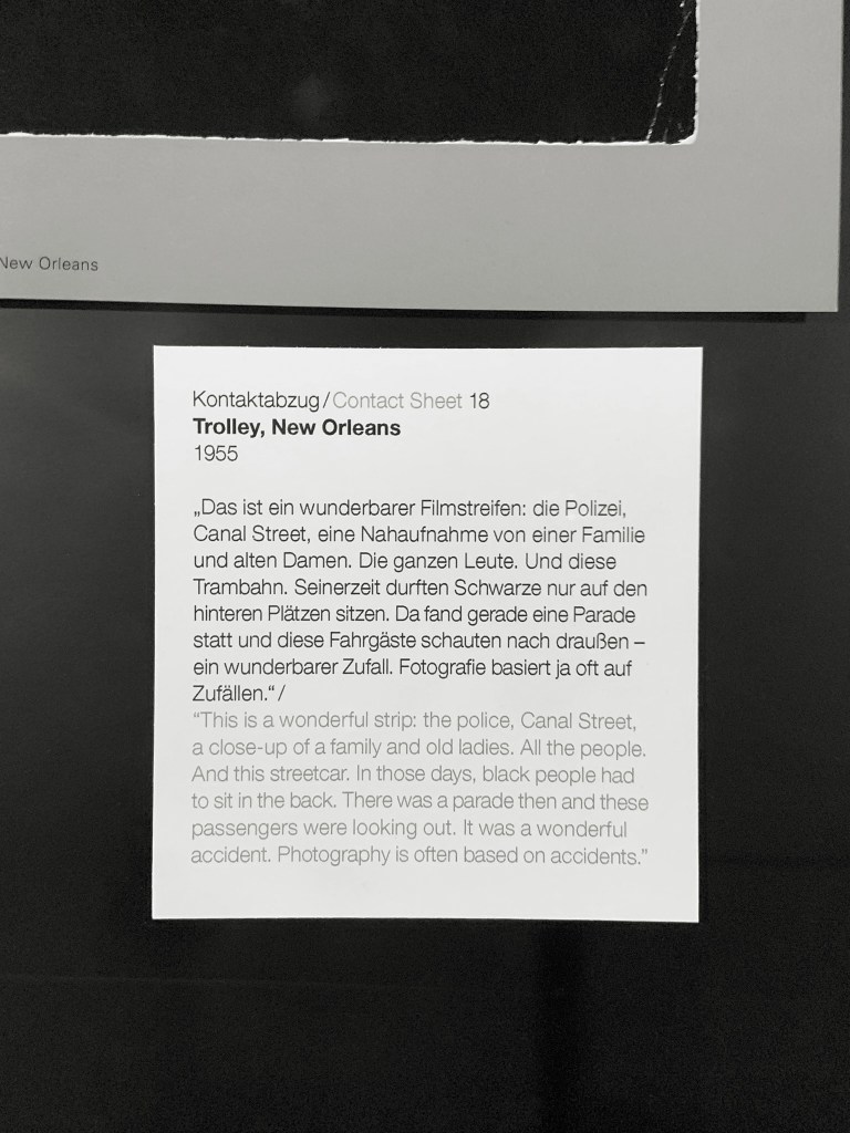 Robert Frank (Swiss-American, 1924-2019) 'Contact Sheet 18 / Trolley, New Orleans' 1955 (installation view)