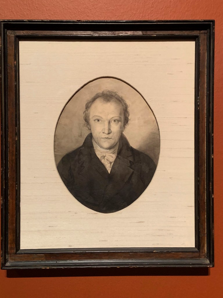 William Blake (British, 1757-1827) 'Portrait of William Blake' c. 1802 (installation view)