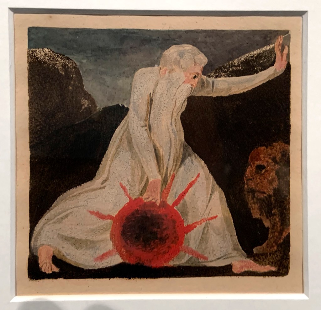 William Blake (British, 1757-1827) Small Book of Designs: Plate 7, 'Of life on his forsaken mountains' 1794 (installation view) 