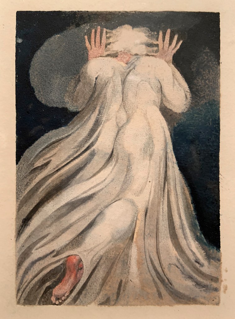 William Blake (British, 1757-1827) Small Book of Designs: Plate 11, 'Gowned Male Seen from behind' 1794 (installation view)