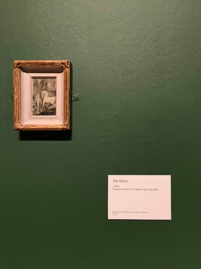 William Blake (British, 1757-1827) 'The Horse' c. 1805 (installation view)