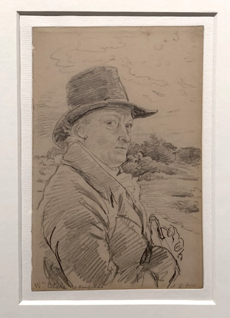 John Linnell (British, 1792-1882) 'William Blake wearing a hat' c. 1825 (installation view)