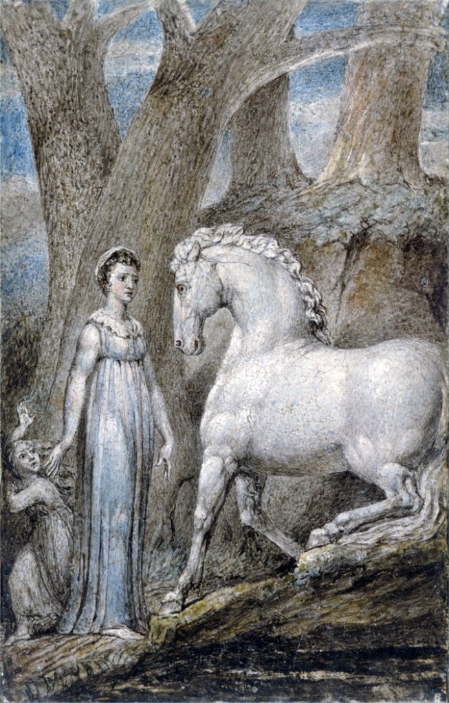 William Blake (British, 1757-1827) 'The Horse' c. 1805 (installation view)