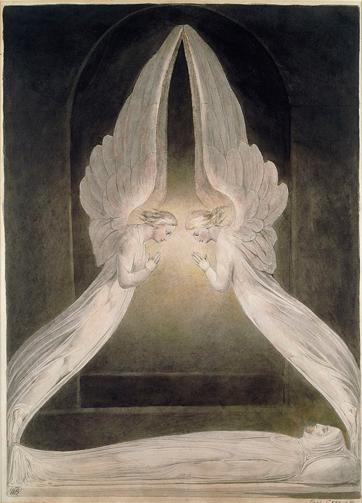 William Blake (British, 1757-1827) 'Christ in the Sepulchre, Guarded by Angels' c. 1805