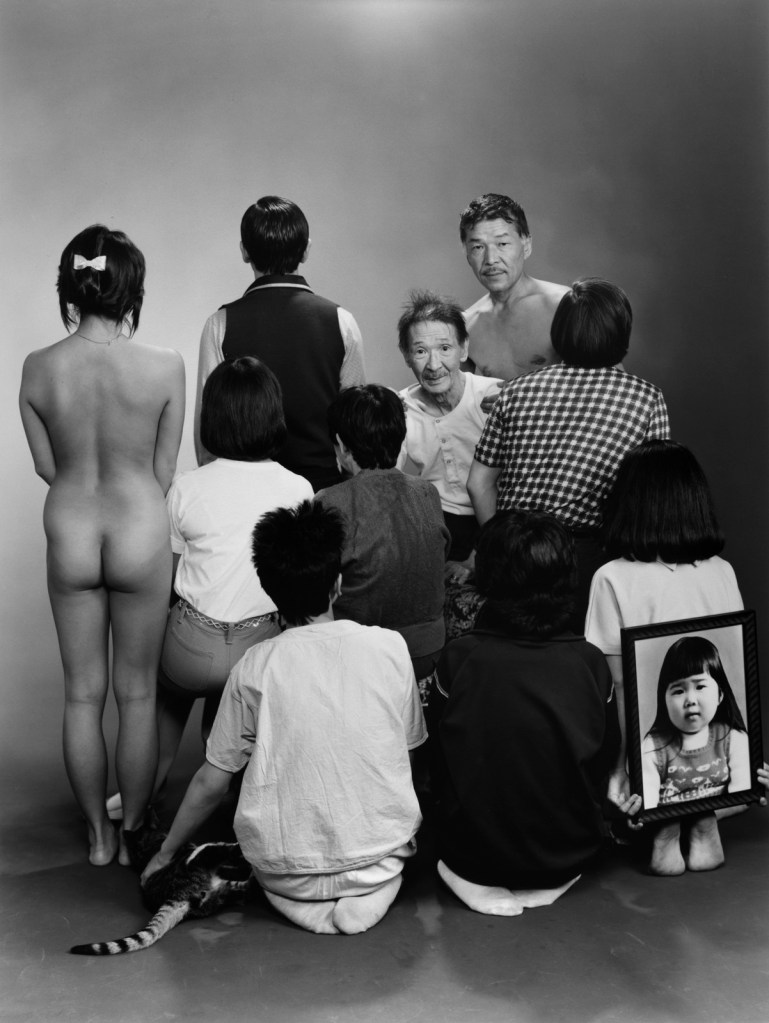 Masahisa Fukase (Japan, 1934-2012) 'Upper row, from left to right: A, a model; Toshiteru, Sukezo, Masahisa. Middle row, from left to right: Akiko, Mitsue, Hisashi Daikoji. Bottom row, from left to right: Gaku, Kyoko, Kanako, and a memorial portrait of Miyako' 1985 Masahisa Fukase (Japan, 1934-2012) 'Upper row, from left to right: A, a model; Toshiteru, Sukezo, Masahisa. Middle row, from left to right: Akiko, Mitsue, Hisashi Daikoji. Bottom row, from left to right: Gaku, Kyoko, Kanako, and a memorial portrait of Miyako' 1985