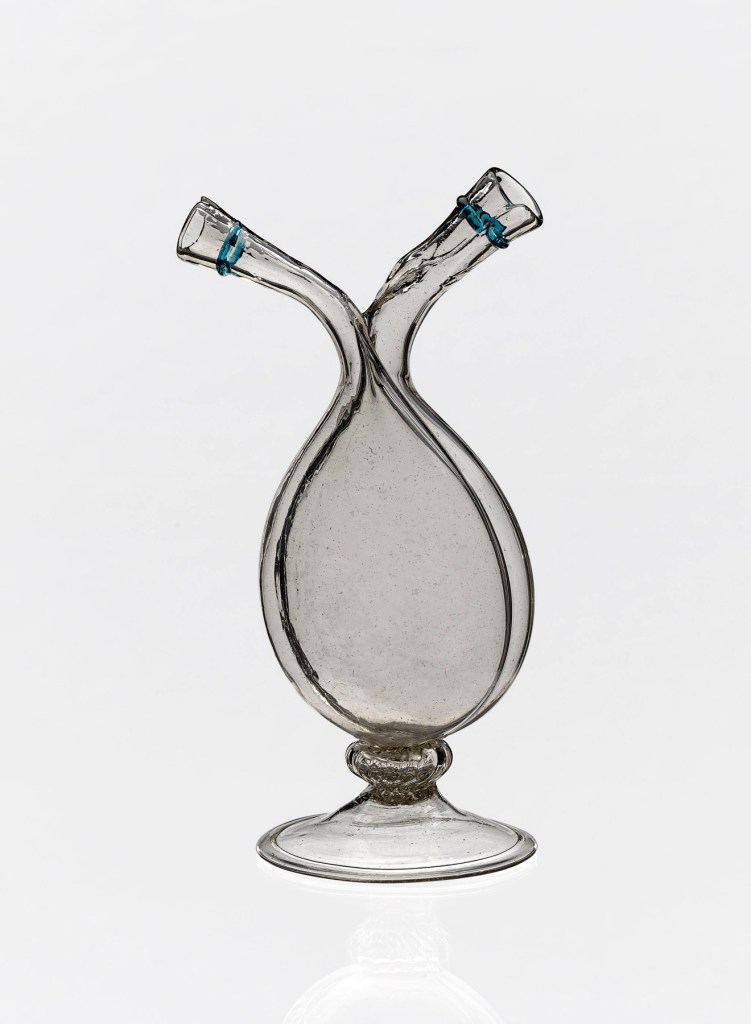 Italy, Venice (manufacturer) 'Oil and vinegar cruet' c. 1680 from the exhibition 'Liquid Light: 500 Years of Venetian Glass' at NGV International, Melbourne, March 2019 - April 2020