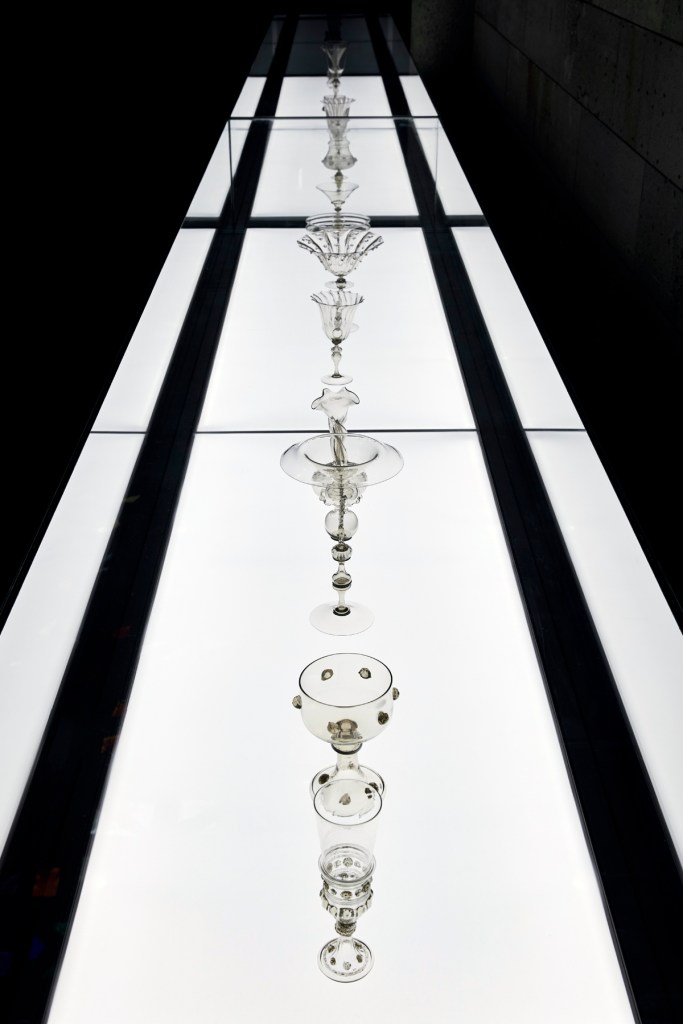 Installation view of 'Liquid Light: 500 Years of Venetian Glass' on display at NGV International