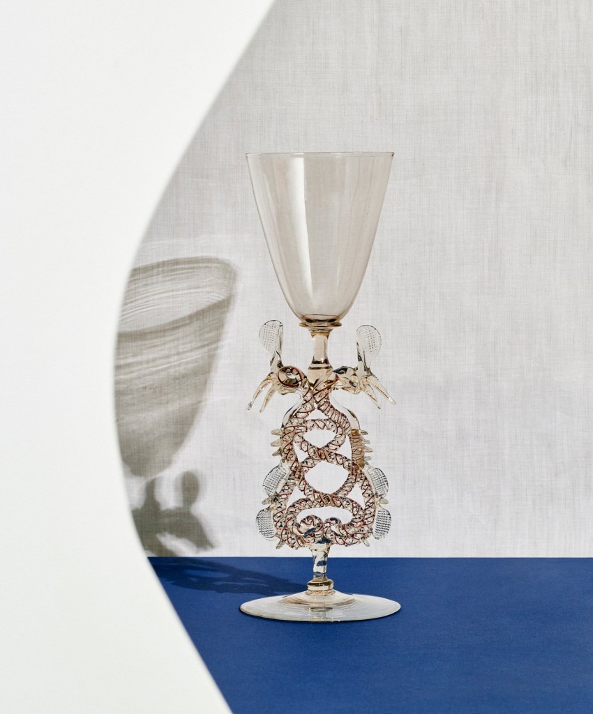 The Netherlands, Holland / Germany. 'Serpent-stem goblet (Flügelglas)' early 17th century