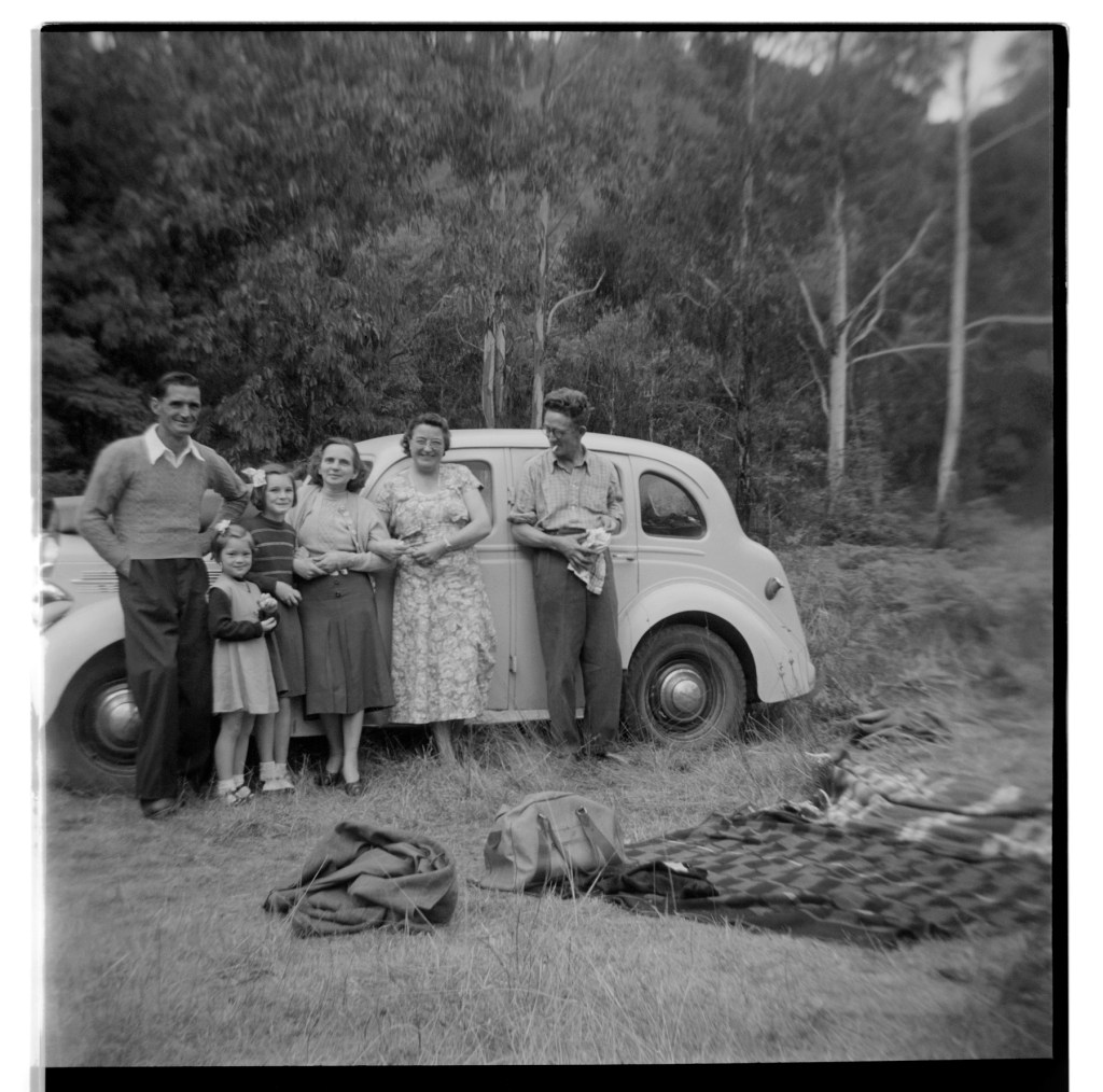 Unknown photographer (Australian) 'Untitled (Picnic, family and car)' 1946-1947