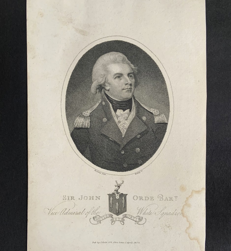 William Ridley (British, 1764-1838) 'Sir John Orde, Admiral of the White Squadron' 1804
