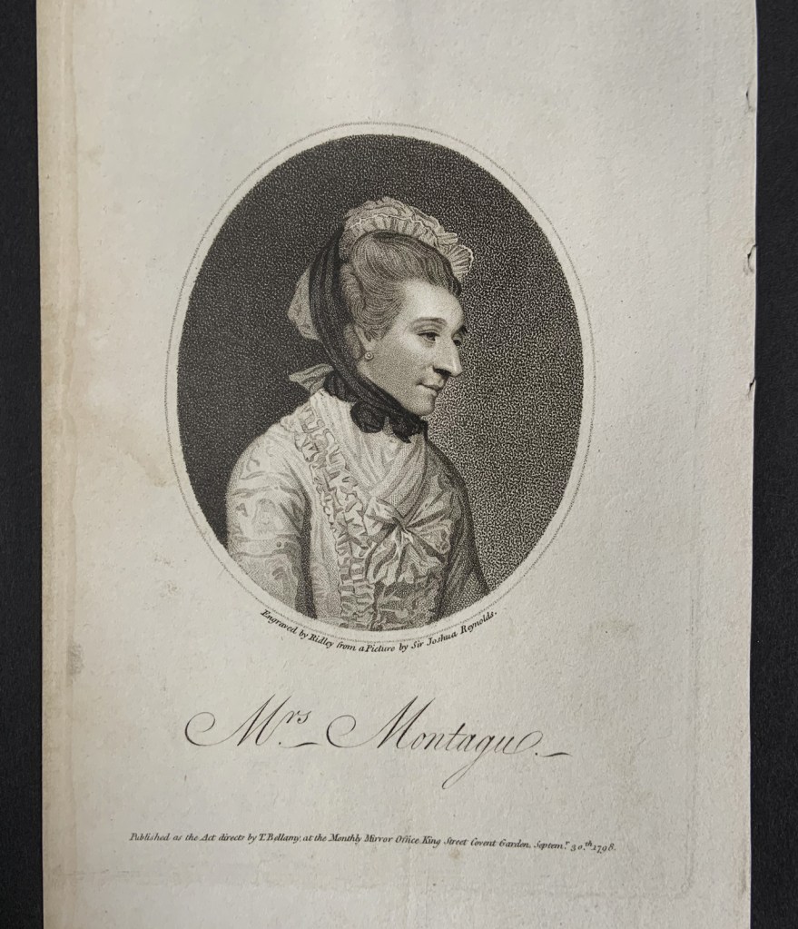 William Ridley (British, 1764-1838) 'Mrs Montagu' Septemr 30th, 1798